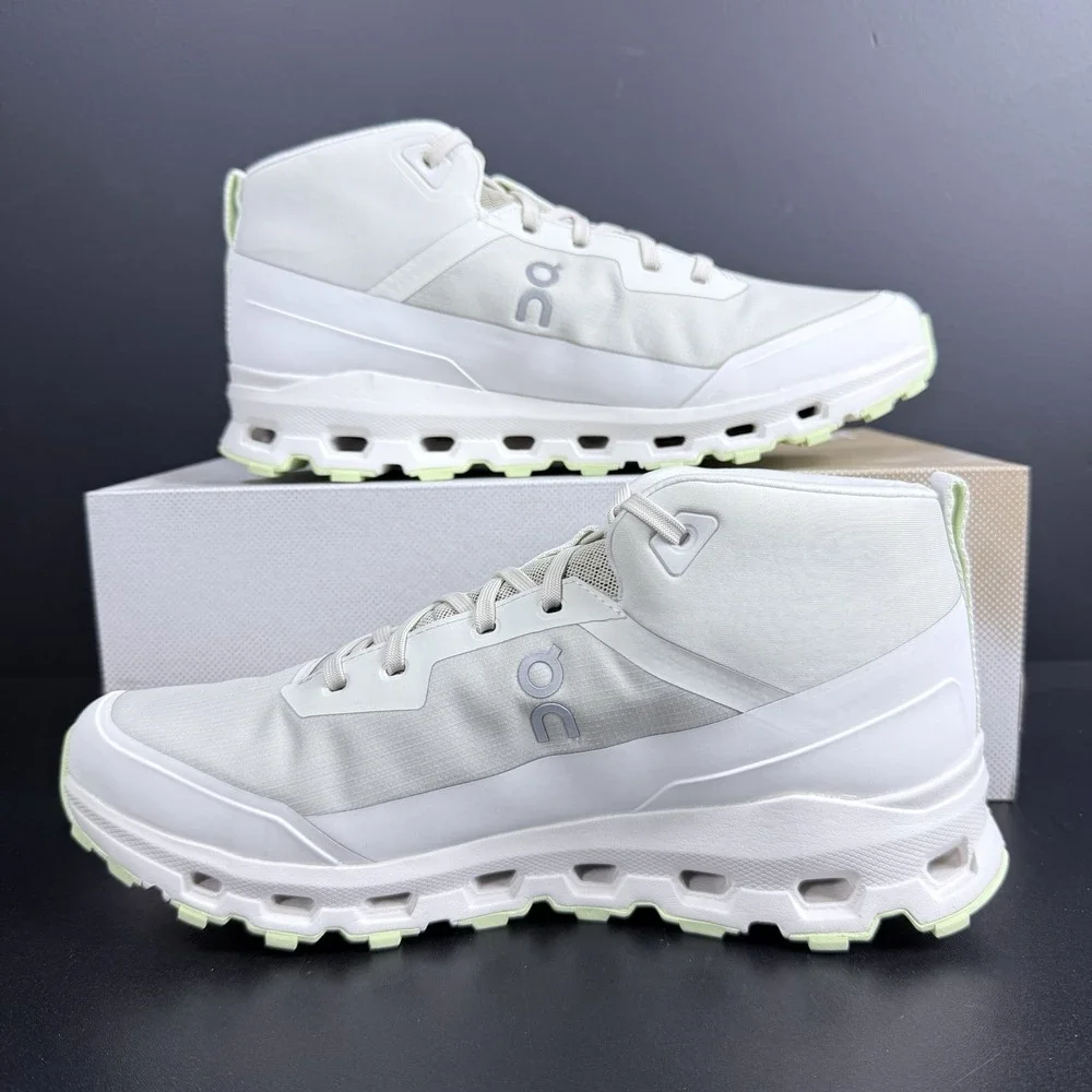 On Cloudroam Womens 10.5 Mid Boot Waterproof White Ice Limelight Green Shoes